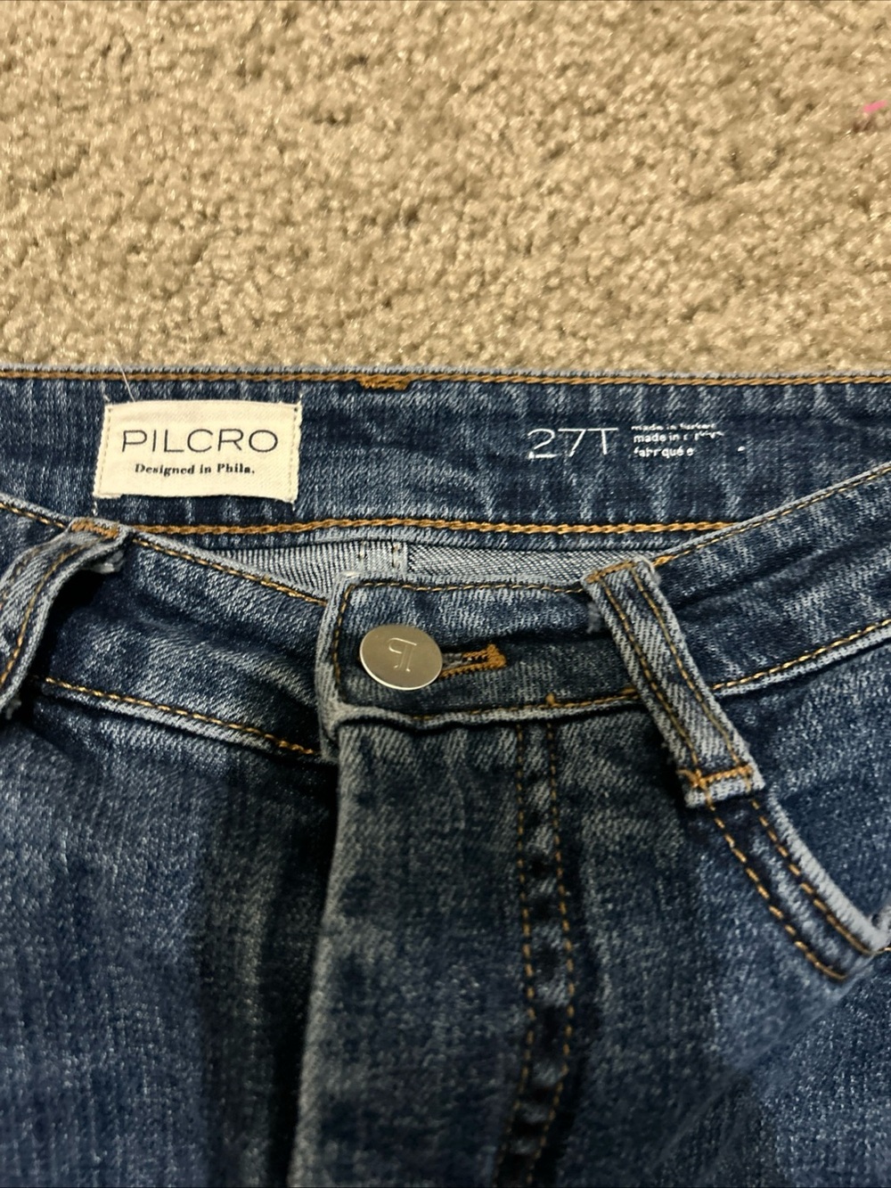 Anthropologie Pilcro Heritage Curve Barrel Jeans Camo Patchwork 27 T - Picture 7 of 11